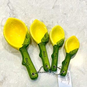 New Trendy Ceramic Lemon Measuring Spoons 4 pc set, great gifts for Any Occasion